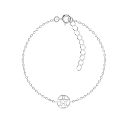 Wholesale Sterling Silver Pentagram Bracelet - JD6725