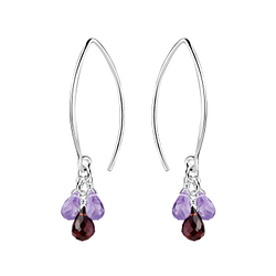 Wholesale Sterling Silver Wire Earrings with Precious Stone - JD7103