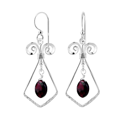 Wholesale Sterling Silver Geometric Earrings with Precious Stone - JD7109