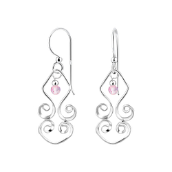 Wholesale Sterling Silver Spiral Earrings with Crystals Bead - JD7114