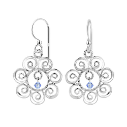 Wholesale Sterling Silver Flower Earrings with Crystals Bead - JD7116