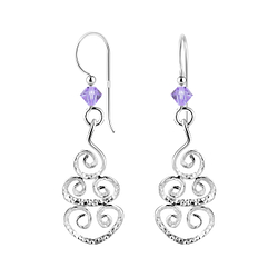 Wholesale Sterling Silver Spiral Earrings with Crystals Bead - JD7118