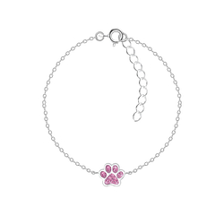 Wholesale Sterling Silver Paw Print Bracelet - JD7358