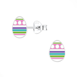 Wholesale Sterling Silver Easter Egg Ear Studs - JD7227
