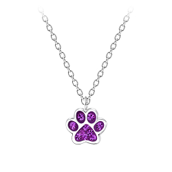 Wholesale Sterling Silver Paw Print Necklace - JD7196