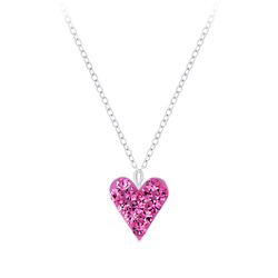 Wholesale Sterling Silver Heart Crystal Necklace - JD7197