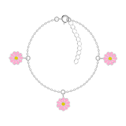 Wholesale Sterling Silver Daisy Flower Bracelet - JD7541