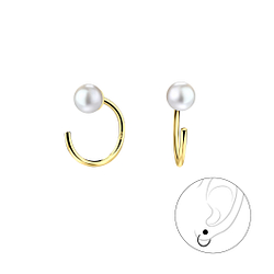 Wholesale 4mm Pearl Sterling Silver Ear Huggers - JD7890