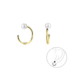 Wholesale 3mm Pearl Sterling Silver Ear Huggers - JD7888