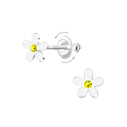 Wholesale Sterling Silver Flower Screw Back Ear Studs - JD6925 Wholesale Sterling Silver Flower Screw Back Ear Studs - JD6925