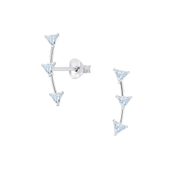 Wholesale Cubic Zirconia Line Sterling Silver Ear Studs - JD8146