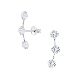 Wholesale Cubic Zirconia Line Sterling Silver Ear Studs - JD8150