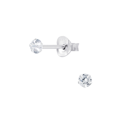 Wholesale 4mm Round Sterling Silver Cubic Zirconia Ear Studs - JD8154