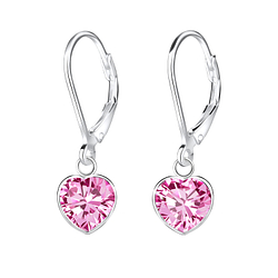 Wholesale 7mm Heart Cubic Zirconia Sterling Silver Lever Back Earrings - JD6921