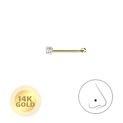 Wholesale 14ct Solid Gold - 1.5mm Round Cubic Zirconia Nose Stud With Ball - JD8658 Wholesale 14ct Solid Gold - 1.5mm Round Cubic Zirconia Nose Stud With Ball - JD8658