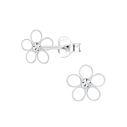 Wholesale Sterling Silver Flower Crystal Ear Studs - JD8503