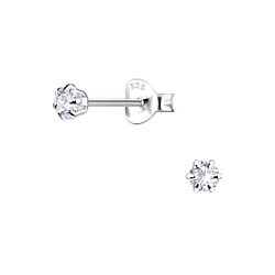 Wholesale 3mm Round Cubic Zirconia Sterling Silver Ear Studs - JD8786