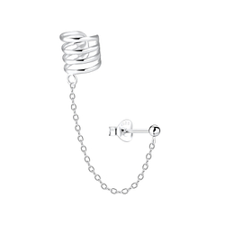 Wholesale Sterling Silver Four Line and Ball Stud Ear Cuff - JD8982