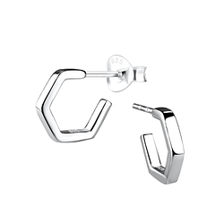 Wholesale Sterling Silver Half Hoop Ear Studs - JD8947