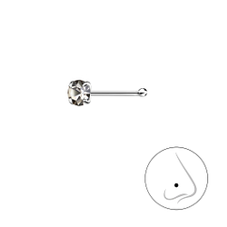 Wholesale 3mm Round Crystal Sterling Silver Nose Stud With Ball - JD8831