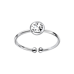 Wholesale 5mm Crystal Sterling Silver Open Ring - JD9295