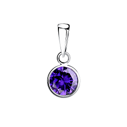 Wholesale 7mm Round Cubic Zirconia Sterling Silver Pendant - JD9299