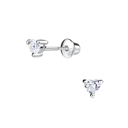 Wholesale Sterling Silver Heart Screw Back Bullet Earrings - JD9517