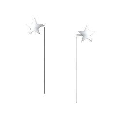 Wholesale Sterling Silver Star Thread Through Earrings - JD9494
