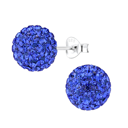 Wholesale 10mm Crystal Ball Sterling Silver Ear Studs - JD9439