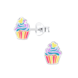 Wholesale Sterling Silver Cupcake Ear Studs - JD9395