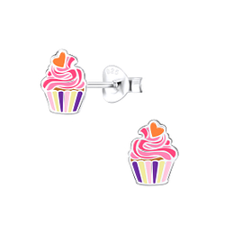 Wholesale Sterling Silver Cupcake Ear Studs - JD9396