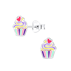Wholesale Sterling Silver Cupcake Ear Studs - JD9397