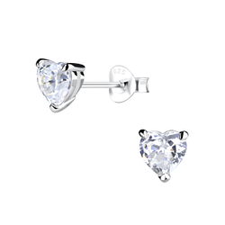 Wholesale 5mm Heart Cubic Zirconia Sterling Silver Ear Studs - JD9509 Wholesale 5mm Heart Cubic Zirconia Sterling Silver Ear Studs - JD9509