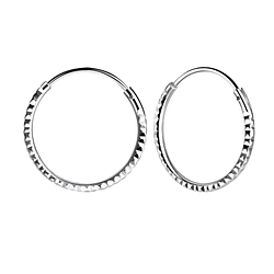 Wholesale 18mm Sterling Silver Diamond Cut Ear Hoops - JD9477