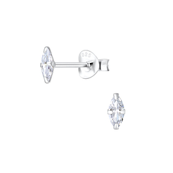 Wholesale 2.5x5mm Marquise Cubic Zirconia Sterling Silver Ear Studs - JD9537