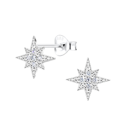Wholesale Sterling Silver Starburst Ear Studs - JD9554 Wholesale Sterling Silver Starburst Ear Studs - JD9554