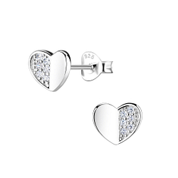 Wholesale Sterling Silver Heart Ear Studs - JD9551