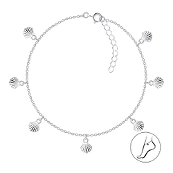 Wholesale 25cm Sterling Silver Shell Charm Anklet - JD9486