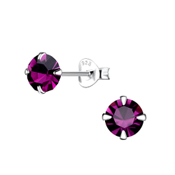 Wholesale 6mm Round Crystal Sterling Silver Ear Studs - JD9712