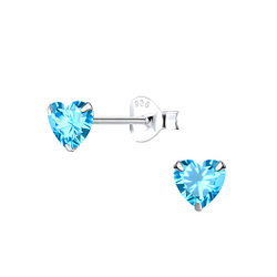 Wholesale 5mm Heart Cubic Zirconia Sterling Silver Ear Studs - JD9684