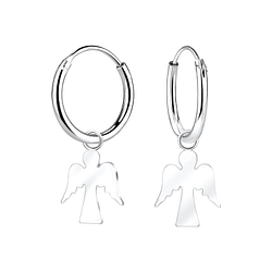 Wholesale Sterling Silver Angel Charm Ear Hoops - JD9685