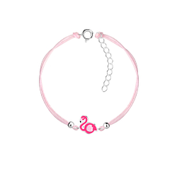 Wholesale Sterling Silver Flamingo Cord Bracelet - JD9936