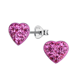 Wholesale Sterling Silver Heart Crystal Ear Studs - JD9876