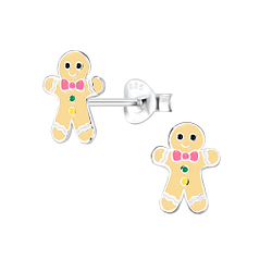 Wholesale Sterling Silver Gingerbread Ear Studs - JD9663