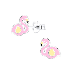 Wholesale Sterling Silver Flamingo Ear Studs - JD9742