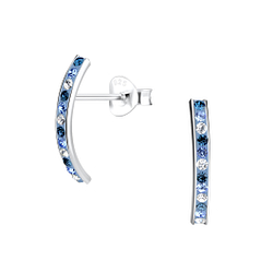 Wholesale Sterling Silver Curved Crystal Ear Studs - JD9752