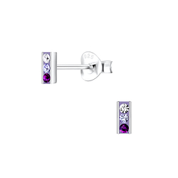 Wholesale Sterling Silver Bar Crystal Ear Studs - JD9755