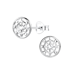 Wholesale Sterling Silver Compass Ear Studs - JD9769