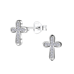 Wholesale Sterling Silver Cross Ear Studs - JD9771
