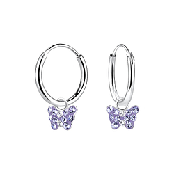 Wholesale Sterling Silver Butterfly Charm Ear Hoops - JD9894